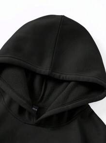 Manfinity 男士標語印花帽衫和汗褲兩件套裝 - 黑色 - 查看 7