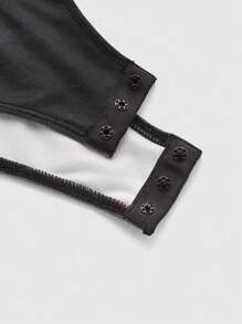 ROMWE PUNK 長袖印花連身衣 - 黑與白 - 查看 3