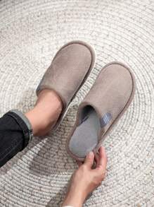 Pantuflas de hombre con suela gruesa antideslizante y forro de felpa cálido, para uso en interiores, otoño/invierno, zapatos de piel