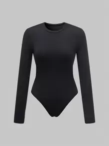 SHEIN Unity Round Neck Long Sleeve Bodysuit Fall Cloth For Women - Multicolor - View 9