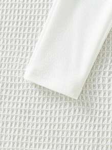 女寶寶秋冬季雙排扣優雅華麗日常休閒長褲適合度假和節日穿著 - 白色 - 查看 4