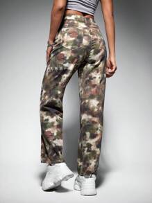 SHEIN EZwear Women'S Tie Dye Jeans - Army Green - View 3