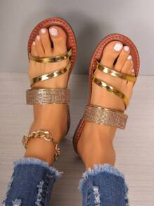 Women's New Fashion Rhinestone Beach Holiday Flat Sandals For Summer