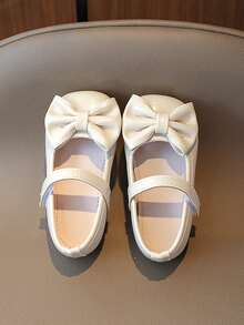 兒童白色平底鞋,蝴蝶結裝飾 - 米色 - 查看 3