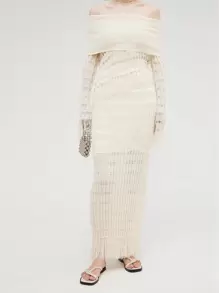 Falda de suéter de punto ajustada de alta gama y diseño único para mujer