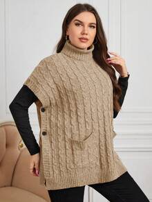 SHEIN Clasi 大尺碼針織上衣 - 杏色 - 查看 6