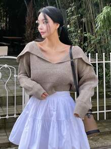 DAZY 圓領長袖毛衣 - 卡其色 - 查看 5