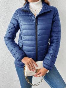 女款春季拉鍊門襟衣 - 藍色 - 查看 3