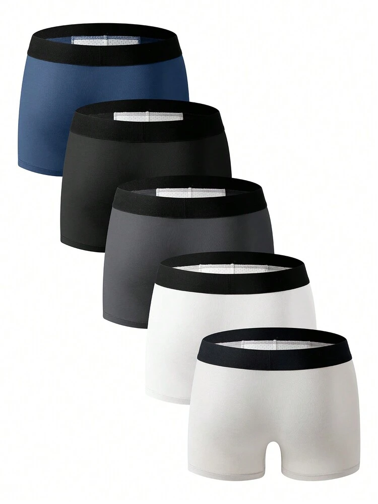 Men'S Breathable Monogram Boxer Briefs All Seasons (5-Piece Set)