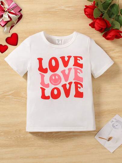 SHEIN Young Girls Letter Print T-Shirt