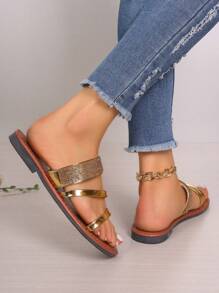 Women's New Fashion Rhinestone Beach Holiday Flat Sandals For Summer