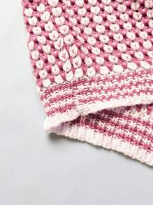 SHEIN Unity Women's Contrast Crew Neck Knit Pullover Fall Winter Sweater - Pink - View 6