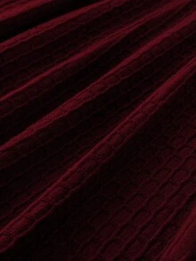 EMERY ROSE Plus Size Solid Color Elastic Waist Sweater Skirt - Red - View 4