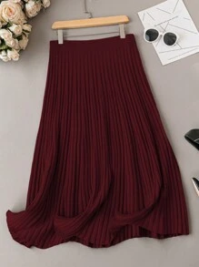 SHEIN Clasi Của phụ nữ Kích thước lớn Xếp li Váy len nửa mảnh - Đỏ - Xem 2