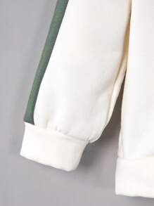 SHEIN Young Boys' Loose College Patchwork Color Block Lapel Sweatshirt And Trousers Two-Piece Set - Multicolor - View 3