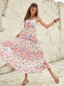 Bohemela Vacation Women's Geometric Pattern Cami Dress