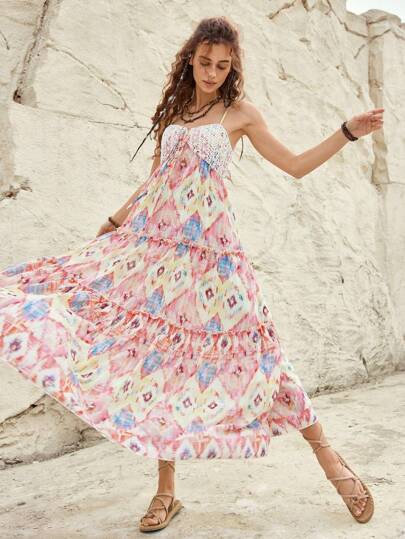 Bohemela 假期女士幾何圖案吊帶裙