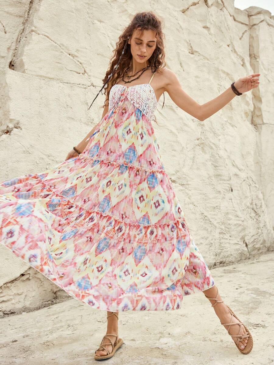 Bohemela Vacation Women's Geometric Pattern Cami Dress