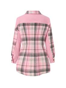 SHEIN LUNE Kích thước lớn Lưới Flip Túi mặt trước Áo sơ mi - Nhiều màu - Xem 2