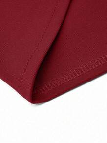 SHEIN Clasi 大尺碼女裝包扣長裙 - 酒紅色 - 查看 3