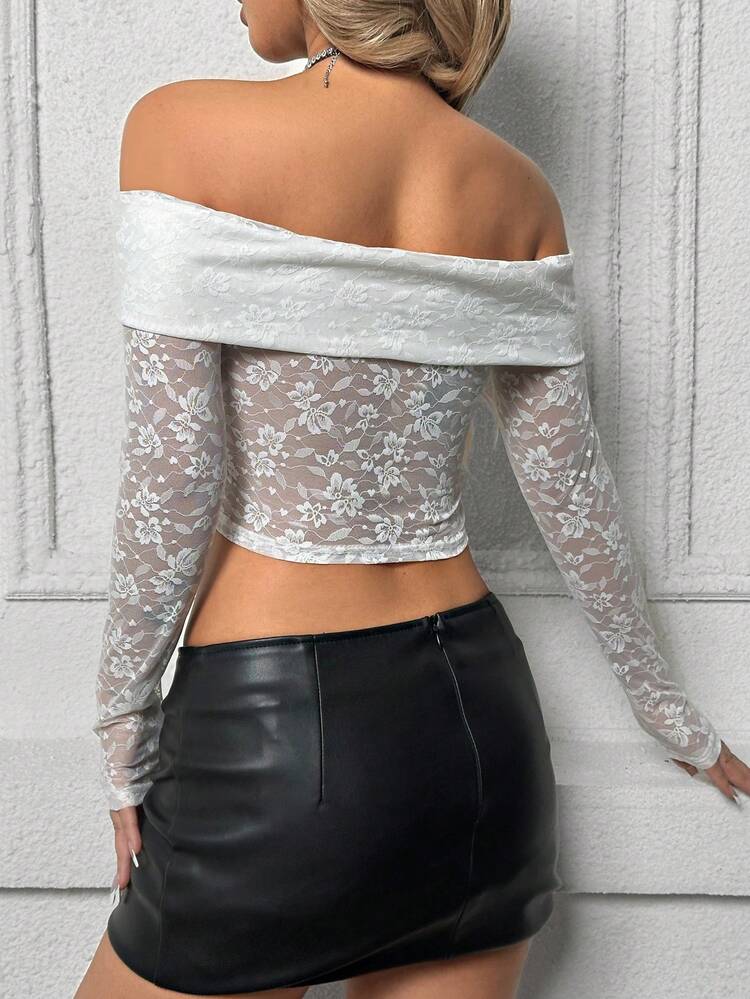 Women's Off Shoulder Lace Top Fall Cloth For Women