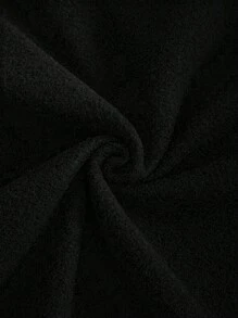 SHEIN LUNE 字樣印花加厚連帽衫和運動褲套裝,暖型內襯,適用於大尺寸 - 黑色 - 查看 3