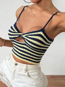 SHEIN WYWH Của phụ nữ Sọc Xu hướng: Cắt giảm Áo ba lỗ Áo len dệt kim - Nhiều màu - Xem 5