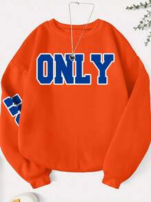 INAWLY Women's Letter Printed Round Neck Sweatshirt,Long Sleeve Tops Pullover Fall Outfit