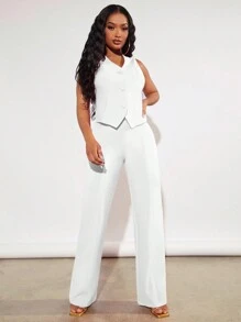 SHEIN SXY Women'S Vest And Pants Set In Fall/Winter - White - View 3