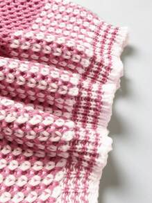 SHEIN Unity Women's Contrast Crew Neck Knit Pullover Fall Winter Sweater - Pink - View 5