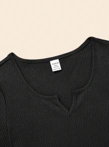 SHEIN 少女针织纯色休闲短袖连衣裙两件套 - 淺粉色 - 查看 3