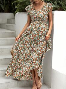 SHEIN Váy tay lỡ họa tiết hoa cho bà bầu - Nhiều màu - Xem 3