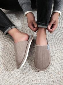 Pantuflas de hombre con suela gruesa antideslizante y forro de felpa cálido, para uso en interiores, otoño/invierno, zapatos de piel