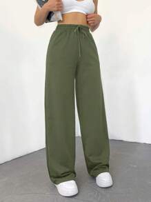 EURMUSE Women'S Drawstring Waist Sweatpants - Olive Green - View 4