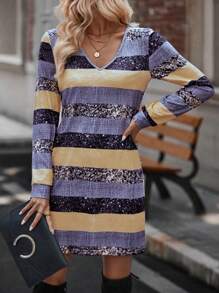 女性閃亮印花裙 - 彩色 - 查看 3