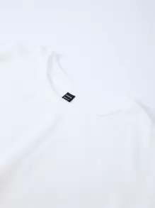 女士纯色圆领落肩套头卫衣秋季卫衣 - 白色 - 查看 4