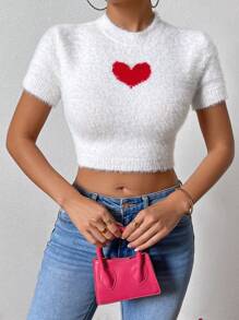 VaVaBold 女款心型針織上衣 - 白色 - 查看 4