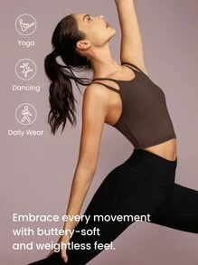 GLOWMODE FeatherFit™ Strappy Activity Cropped Tank Top Light Support Low Impact Yoga Daily