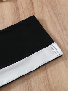 Tween Boys' Letter Printed Tops, Color Block Trousers, Home Wear Set - Black and White - View 4