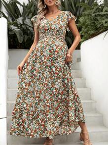 SHEIN Váy tay lỡ họa tiết hoa cho bà bầu - Nhiều màu - Xem 5