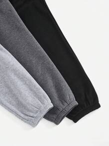SHEIN Sport Studio 3pcs Solid Color Fleece Sweatpants Winter Women Clothes