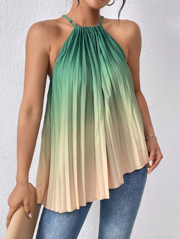 Ladies Gradient Casual Halter Shirt