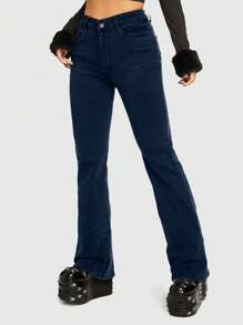 ROMWE Grunge Punk 牛仔褲 - 深色水洗藍 - 查看 7