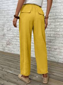 EMERY ROSE Women's Solid Color Trousers - Yellow - View 2
