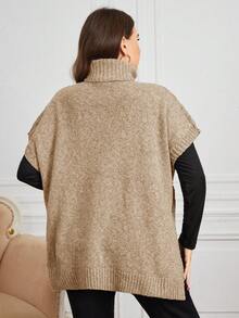 SHEIN Clasi 大尺碼針織上衣 - 杏色 - 查看 2