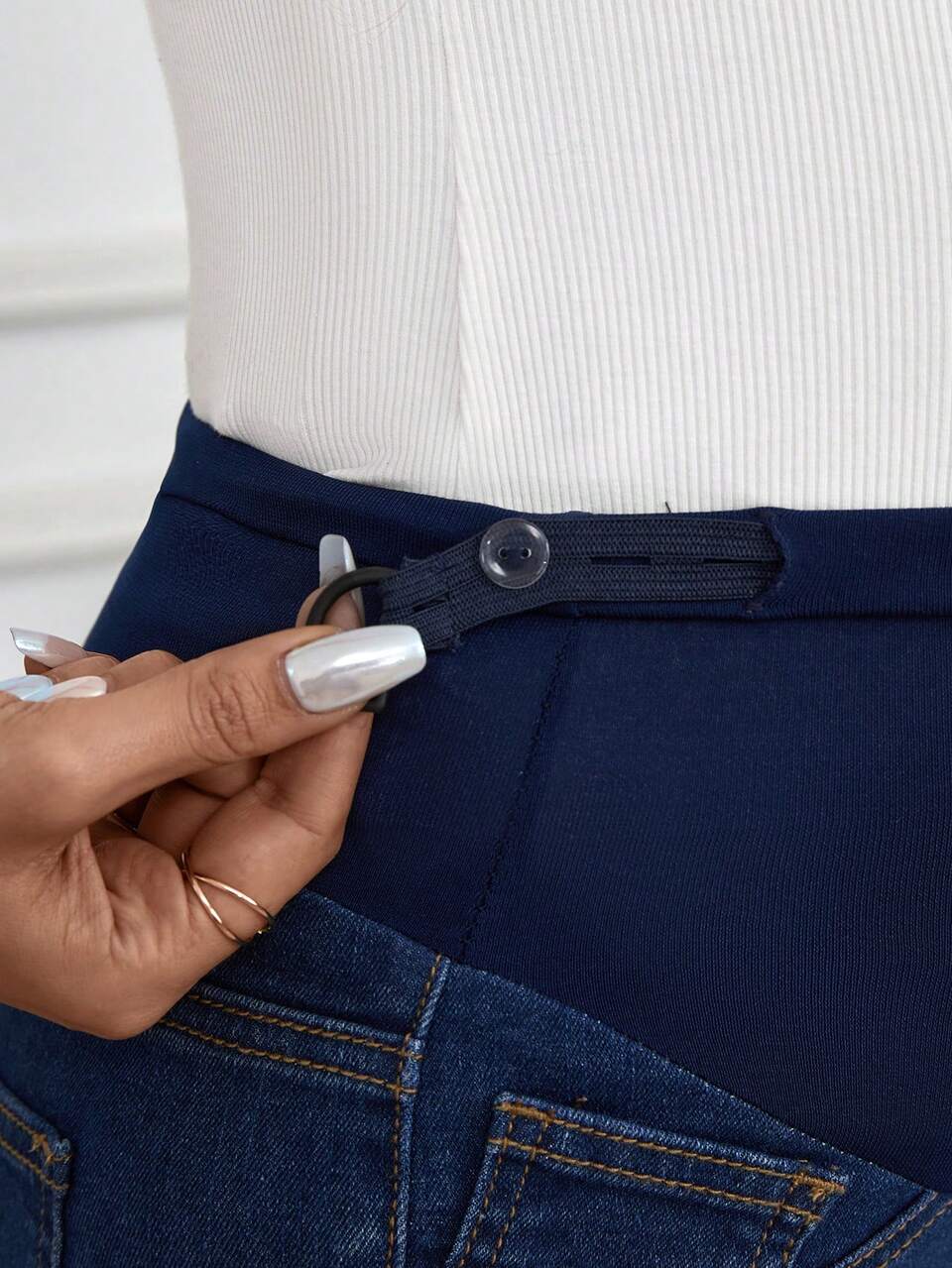 Maternity Flared Denim Trousers With Adjustable Buttons Jeans