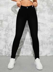 Women'S Skinny Fit Butt Lifting Jeans - Black - View 1
