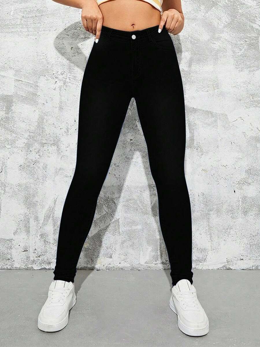 Women'S Skinny Fit Butt Lifting Jeans - Black - View 1
