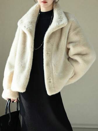 1 szt. Kurtka termiczna z kołnierzem typu stójka, jednokolorowa, jesień/zima