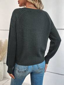 SHEIN LUNE 休閒女用插肩長袖毛衣 - 深灰色 - 查看 2